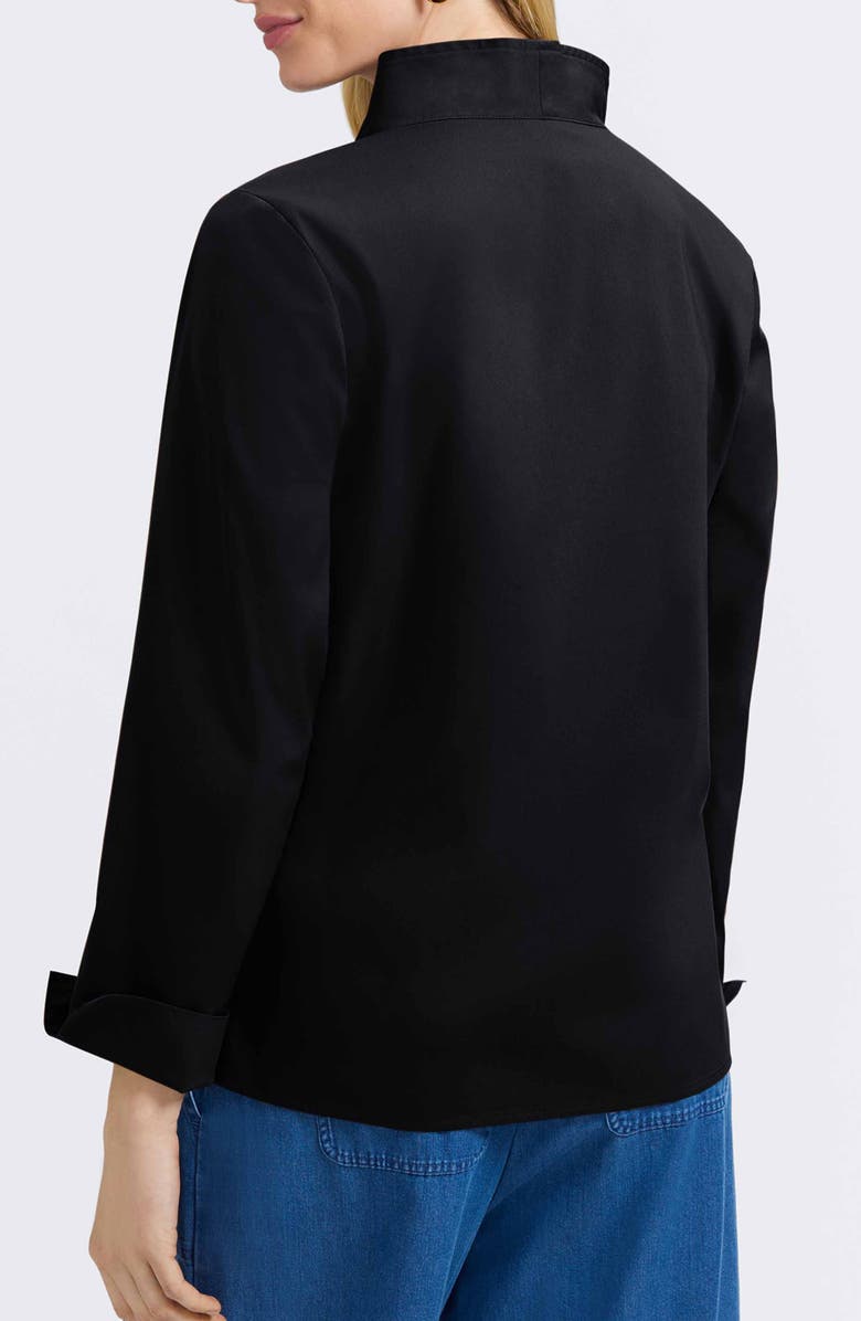 Foxcroft Tammy Ruffle Collar Cotton Blend Top, Alternate, color, Black