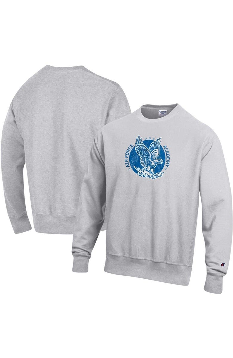 Champion Men's Champion Heathered Gray Air Force Falcons Vault Logo Reverse Weave Pullover Sweatshirt, Main, color, 