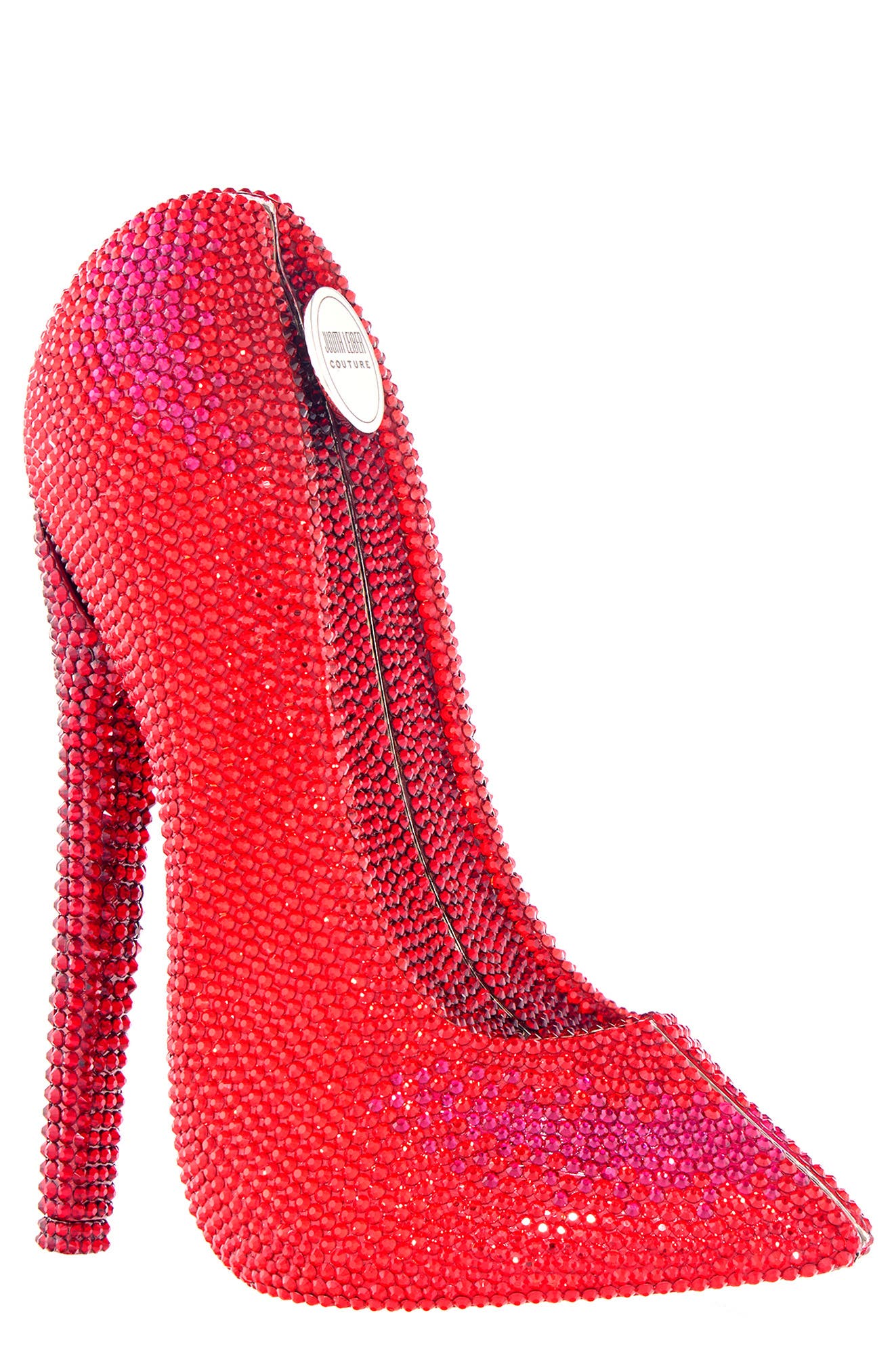 JUDITH LEIBER COUTURE Stiletto Crystal Embellished Clutch, Main, color, Light Siam Multi