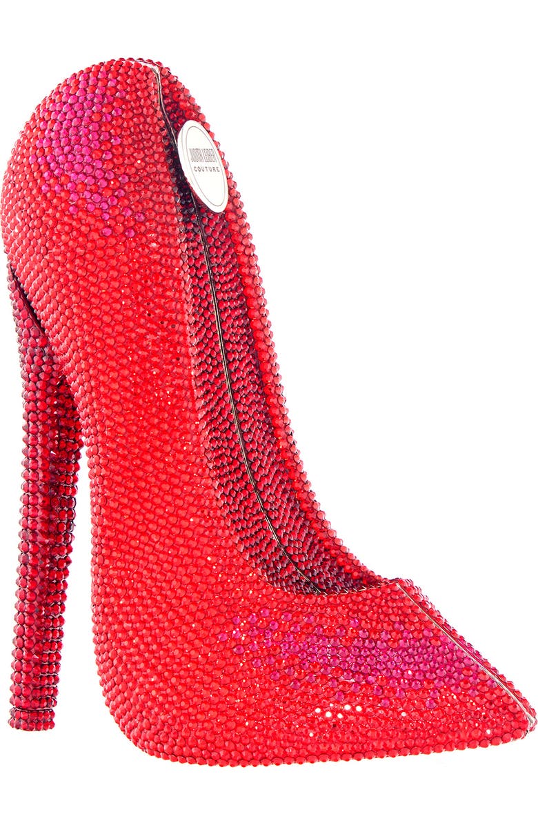 JUDITH LEIBER COUTURE Stiletto Crystal Embellished Clutch, Main, color, Light Siam Multi