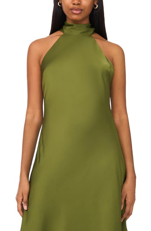 Cece Tie Back Sleeveless High/low Satin Gown In Green