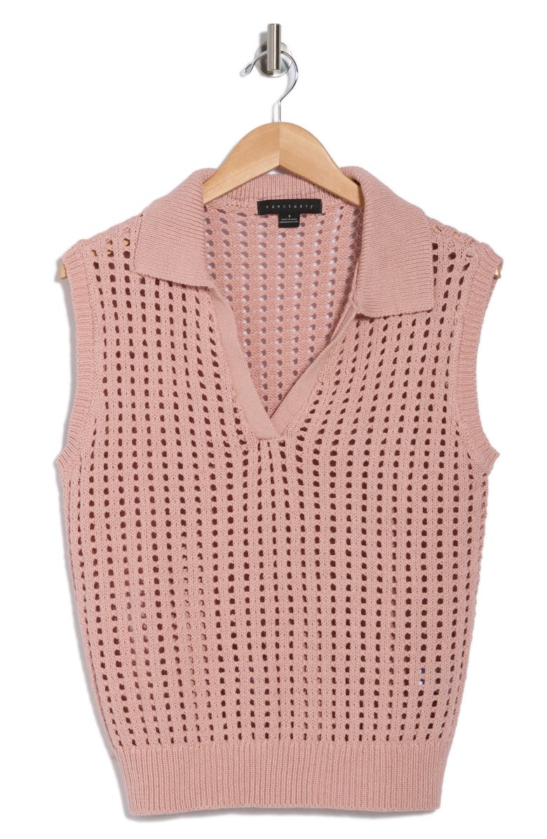 Sanctuary Cotton Polo Sweater Vest, Alternate, color, Rose Clay