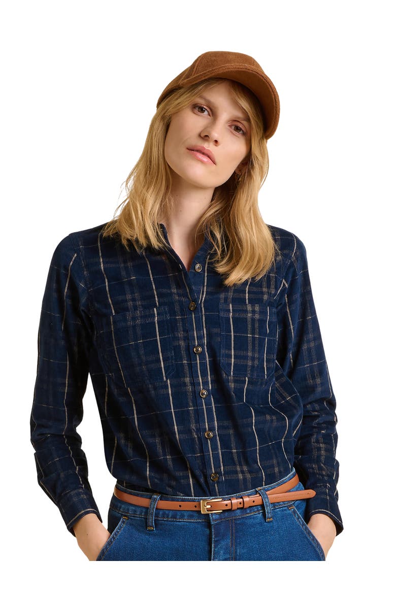 Frances Long Sleeve Checked Shirt, Main, color, Blue