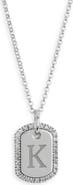MESHMERISE Diamond Initial Dog Tag Pendant Necklace