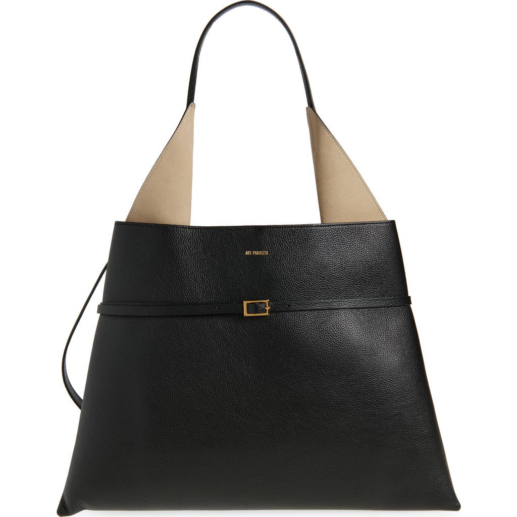 Ree Projects Clare Belted Leather Tote in Black  product