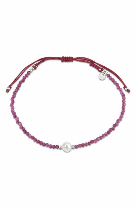 Cultured Freshwater Pearl & Ruby Beaded Bracelet