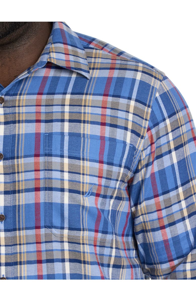 Nautica Big & Tall Plaid Sport Shirt, Alternate, color, Delft