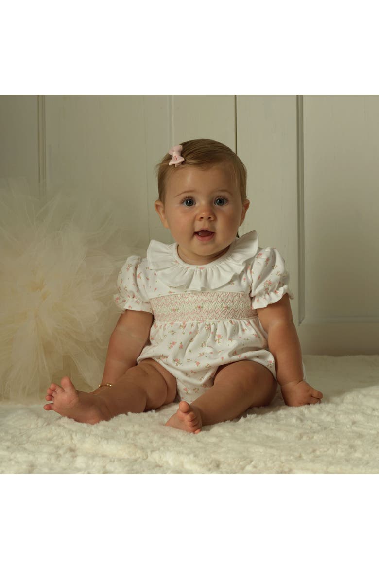 Pima Floral Smocked Bubble, Alternate, color, Pink