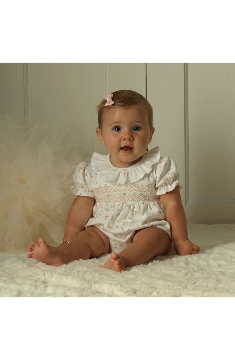 Rachel Riley Pima Floral Smocked Bubble, Alternate, color, Pink