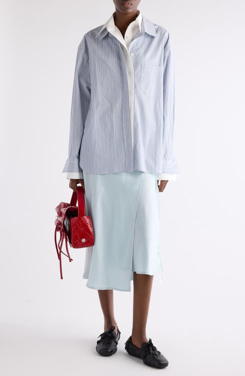 Acne Studios Womens Blue White Layered Striped Cotton-poplin Shirt In Blue