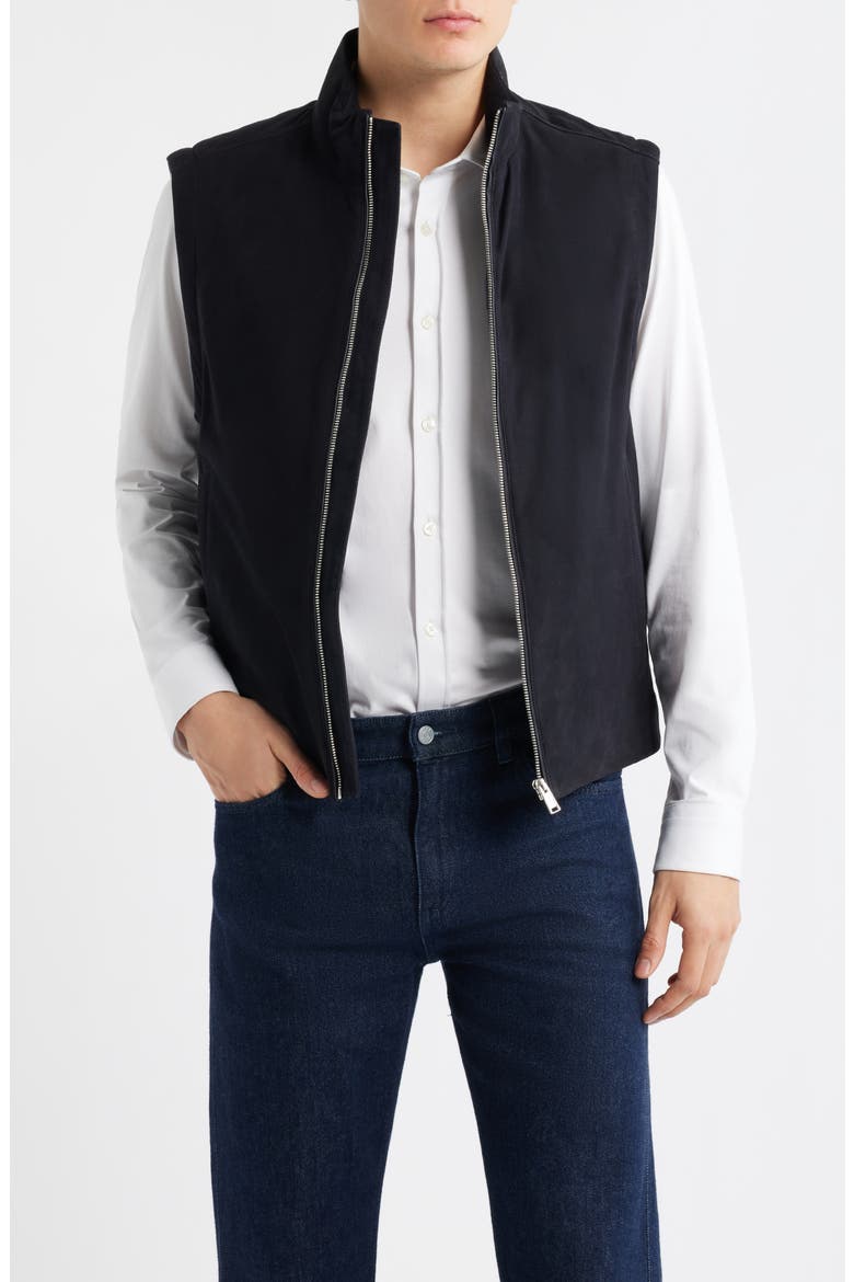 Marens Leather Vest, Main, color, DARK BLUE