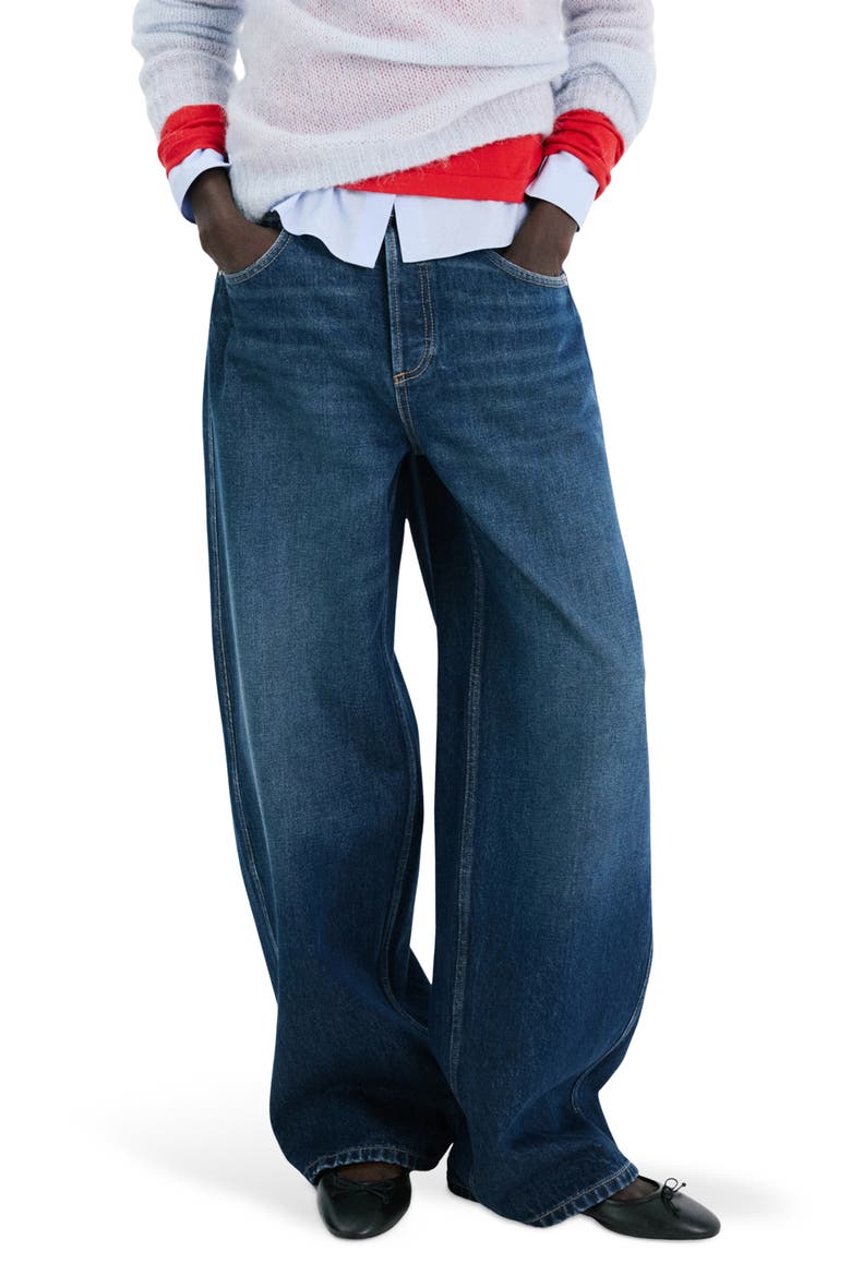 Mid Rise Balloon Jeans, Main, color, DARK BLUE