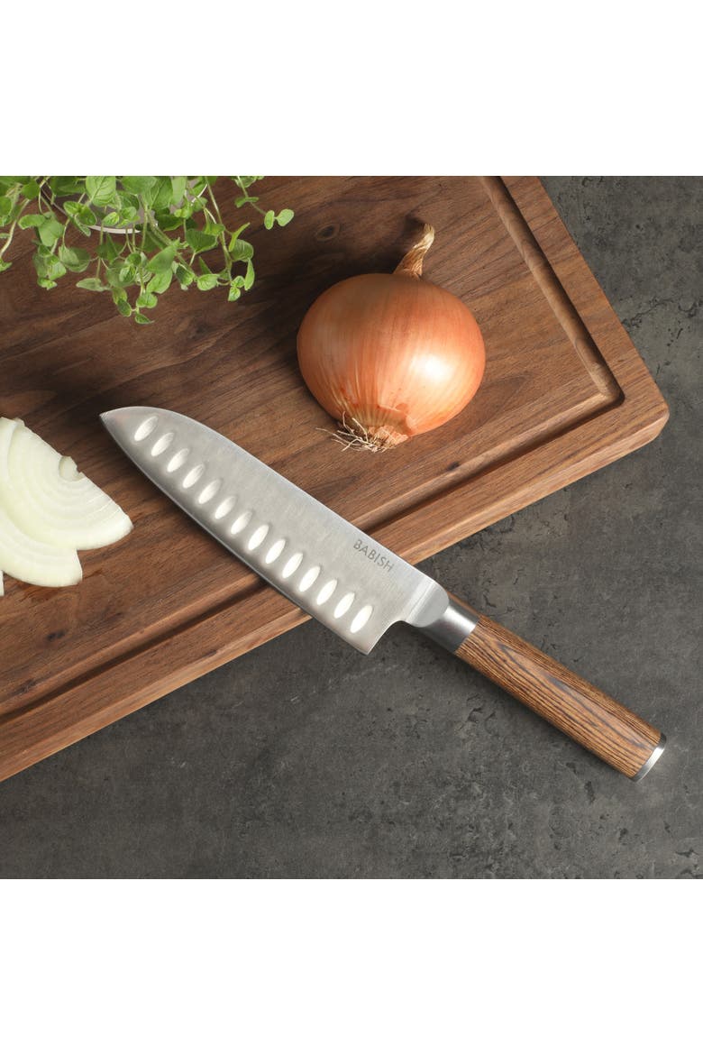 High Carbon German Steel Santoku Knife with Pakka Wood Handle, Alternate, color, Dark Brown