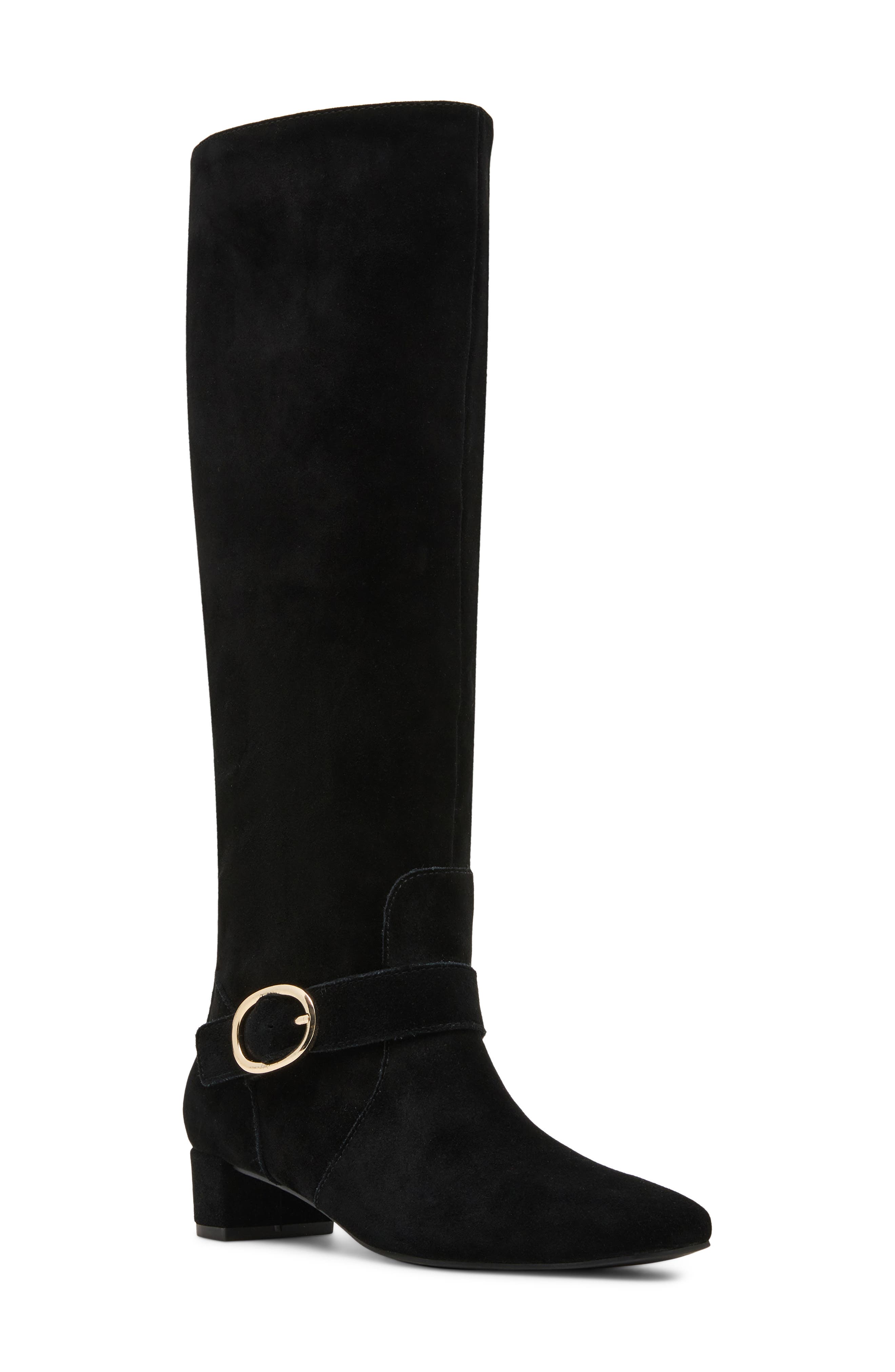 Olympia Leather Knee High Boot, Main, color, BLACK SUEDE