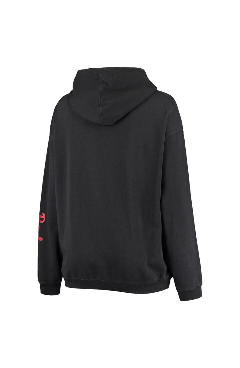 PRESSBOX Women's Pressbox Black Wisconsin Badgers Rock n Roll Super Oversized Pullover Hoodie, Alternate, color,