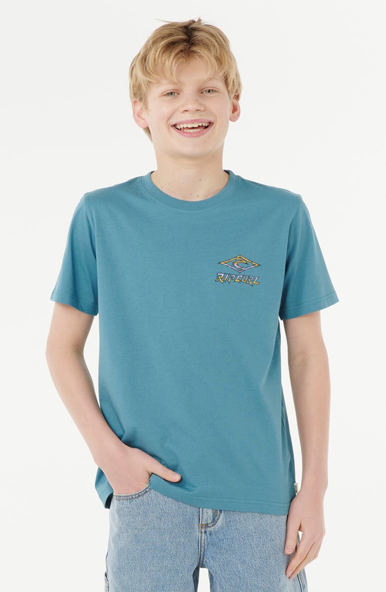 Rip Curl Kids
 Tropic Daze Logo Cotton Graphic T-Shirt, Alternate, color, Storm Blue