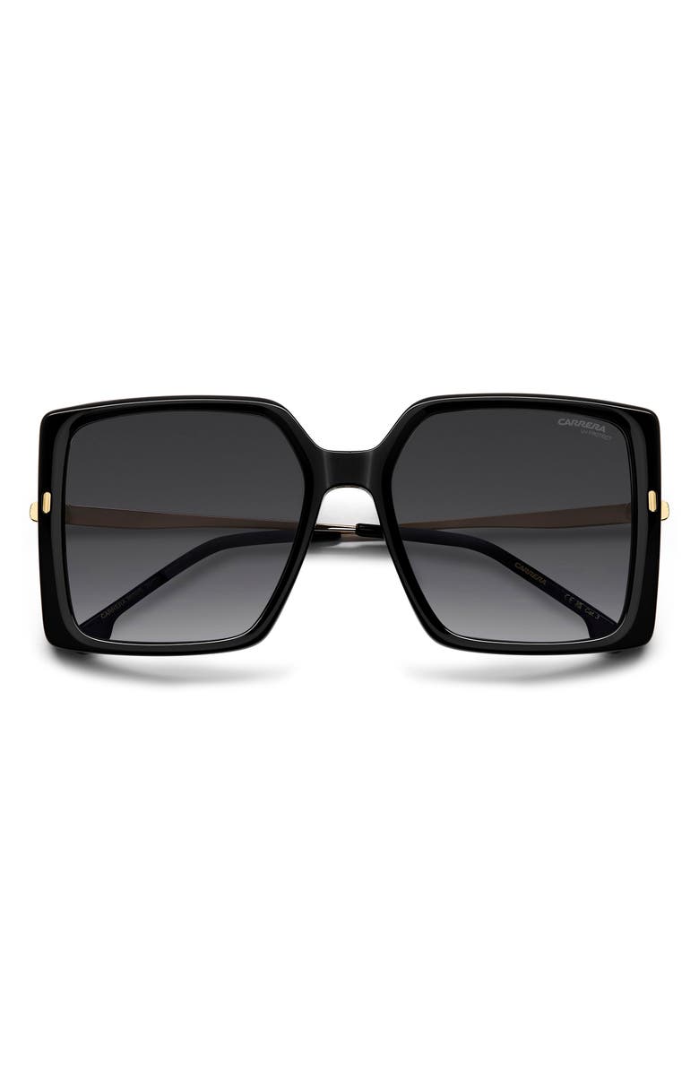 Carrera Eyewear 57mm Rectangular Sunglasses, Alternate, color, Black Gold/ Dark Grey