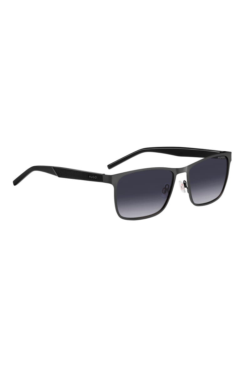57mm Gradient Rectangular Sunglasses, Alternate, color, MATTE RUTHENIUM BLACK