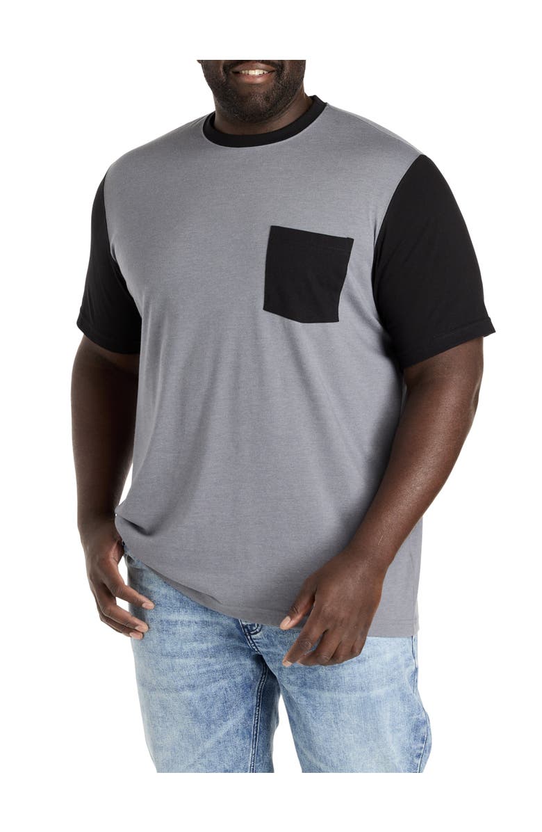 Harbor Bay by DXL Big & Tall Contrast Moisture-Wicking Pocket T-Shirt, Main, color, Steel Gray Heather