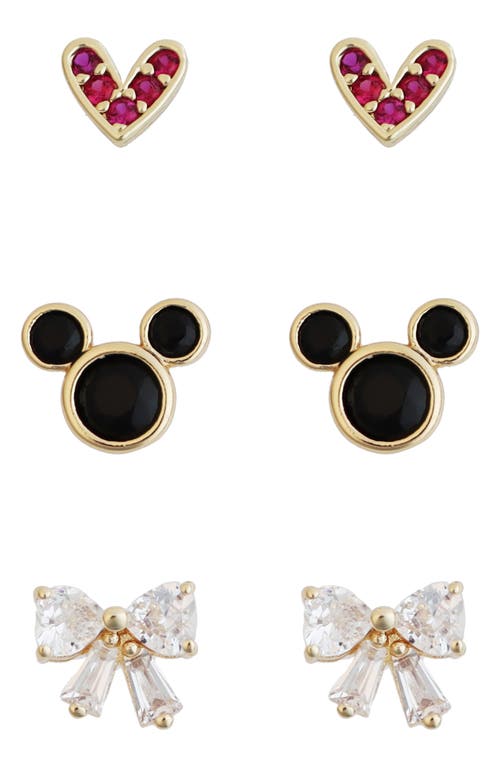 Panacea Set Of 3 Mickey Mouse Stud Earrings In Brown