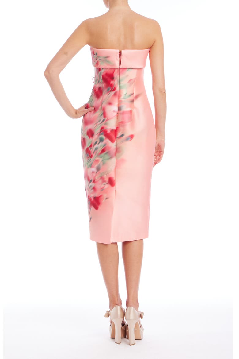 Flower Embellished Strapless Cocktail Dress, Alternate, color, PINK MULTI
