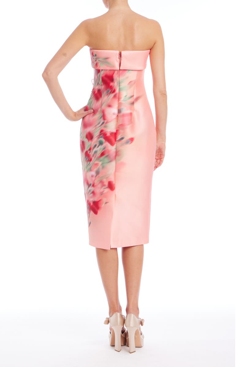 Badgley Mischka Collection Flower Embellished Strapless Cocktail Dress, Alternate, color, Pink Multi