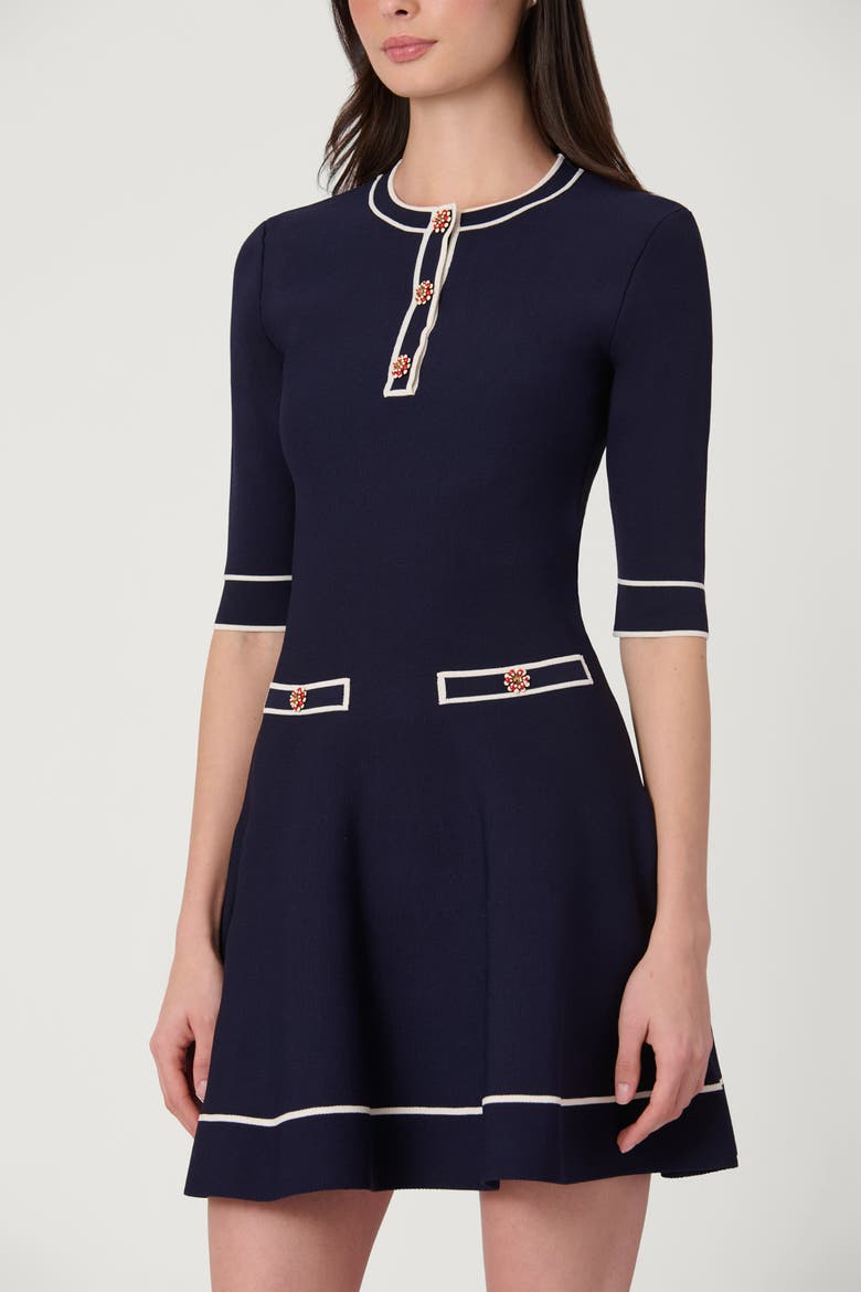 Embellished Knit Weston Dress, Alternate, color, Navy