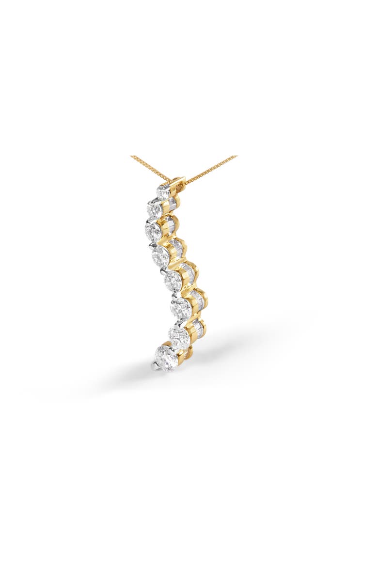 14k Yellow Gold 3.0 cttw Baguette and Brilliant Diamond Journey Pendant Necklace, Alternate, color, Yellow