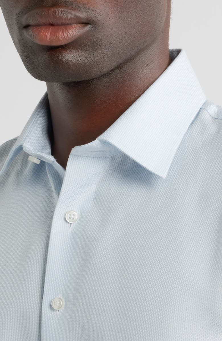 Nordstrom Trim Fit Premium Linen Dobby Dress Shirt, Alternate, color, Blue Adriano Texture