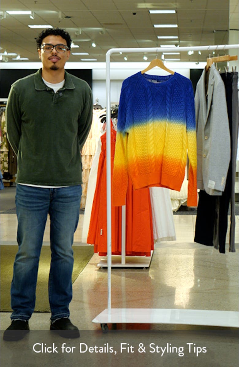 Ombré Cable Cotton Crewneck Sweater, sales video thumbnail