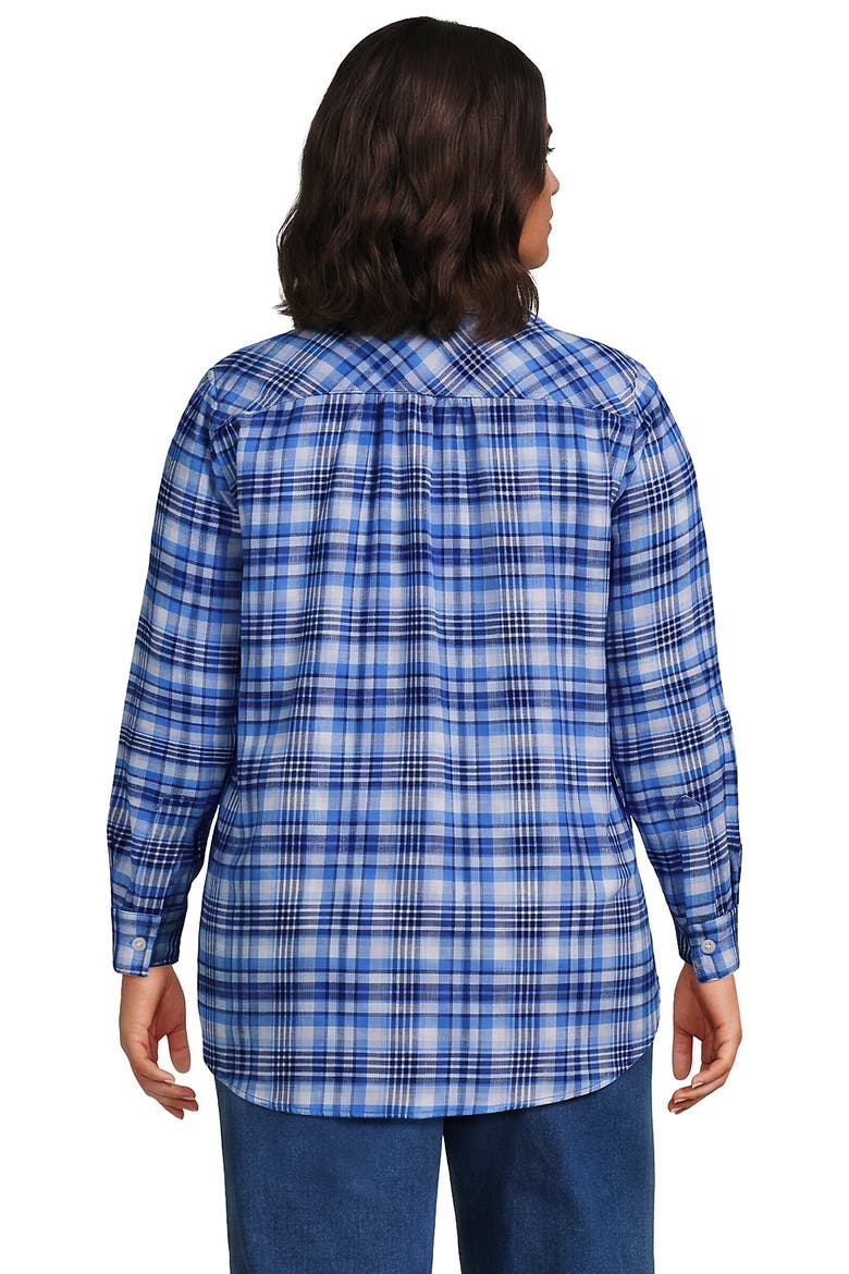 Plus Size Flannel Boyfriend Long Sleeve Shirt, Alternate, color, Bright French Blue Plaid