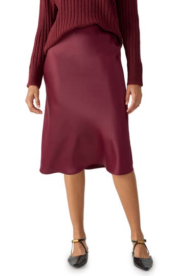 Sanctuary Everyday Satin Midi Skirt In Purple