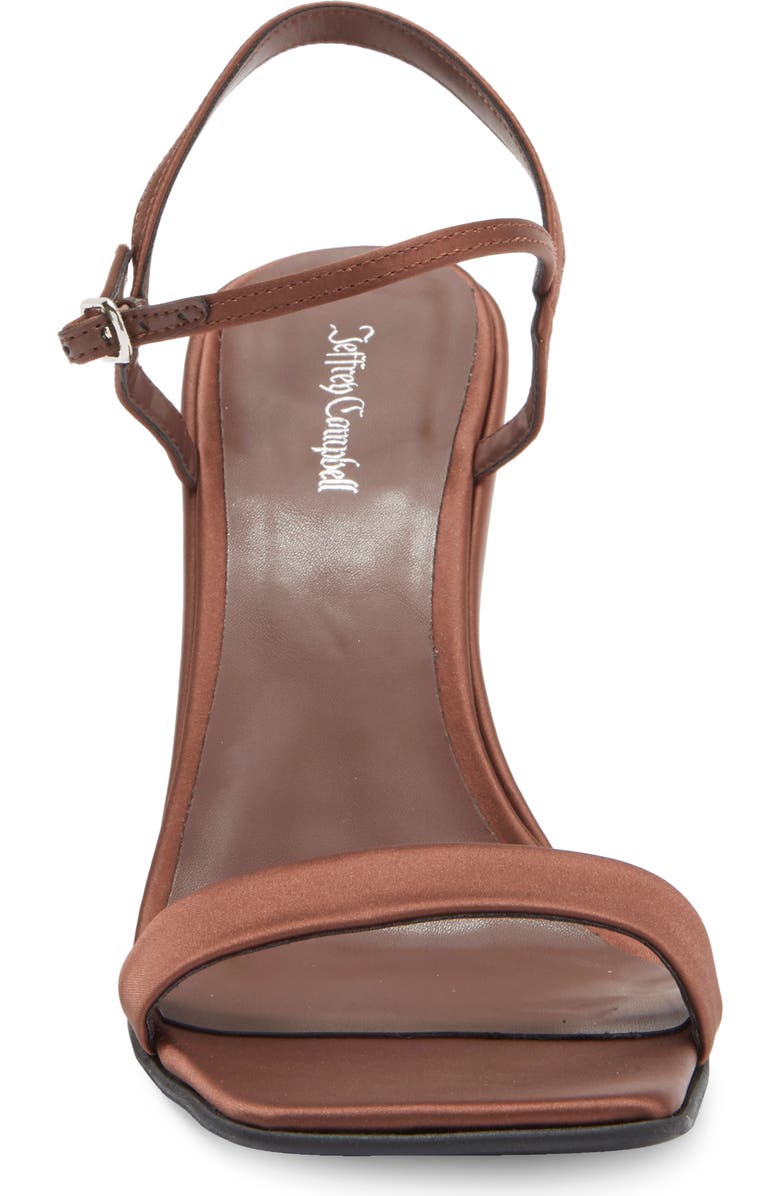 Jeffrey Campbell Kassandra Satin Ankle Strap Wedge Sandal, Alternate, color, Brown Satin