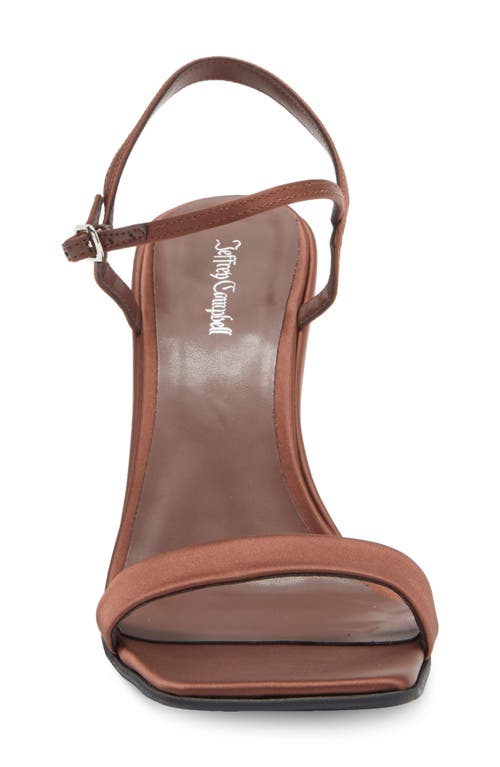 Jeffrey Campbell Kassandra Satin Ankle Strap Wedge Sandal In Brown Satin