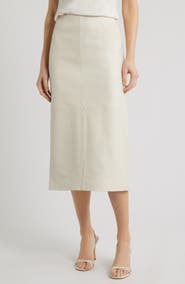 Nordstrom Croc Embossed Leather Pencil Midi Skirt