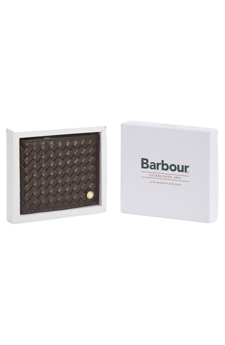 Barbour Farne RFID Woven Leather Bifold Wallet, Alternate, color, Brown