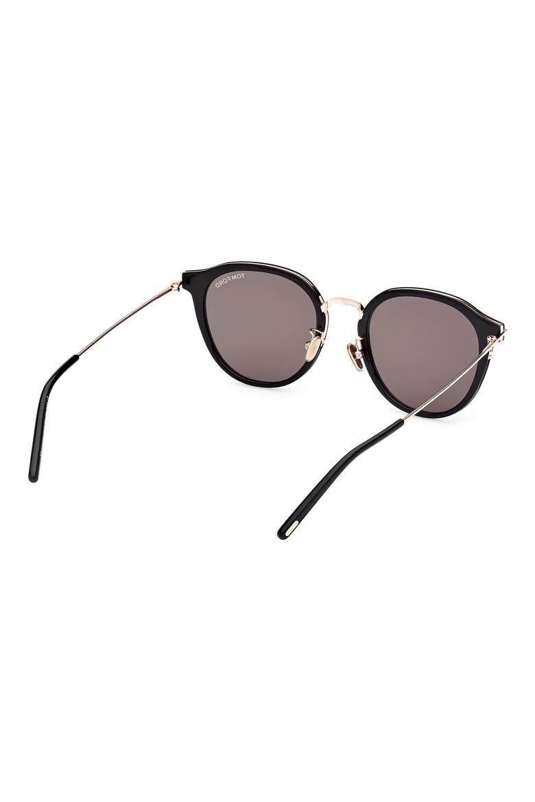 54mm Round Sunglasses, Alternate, color, SHINY BLACK / SMOKE