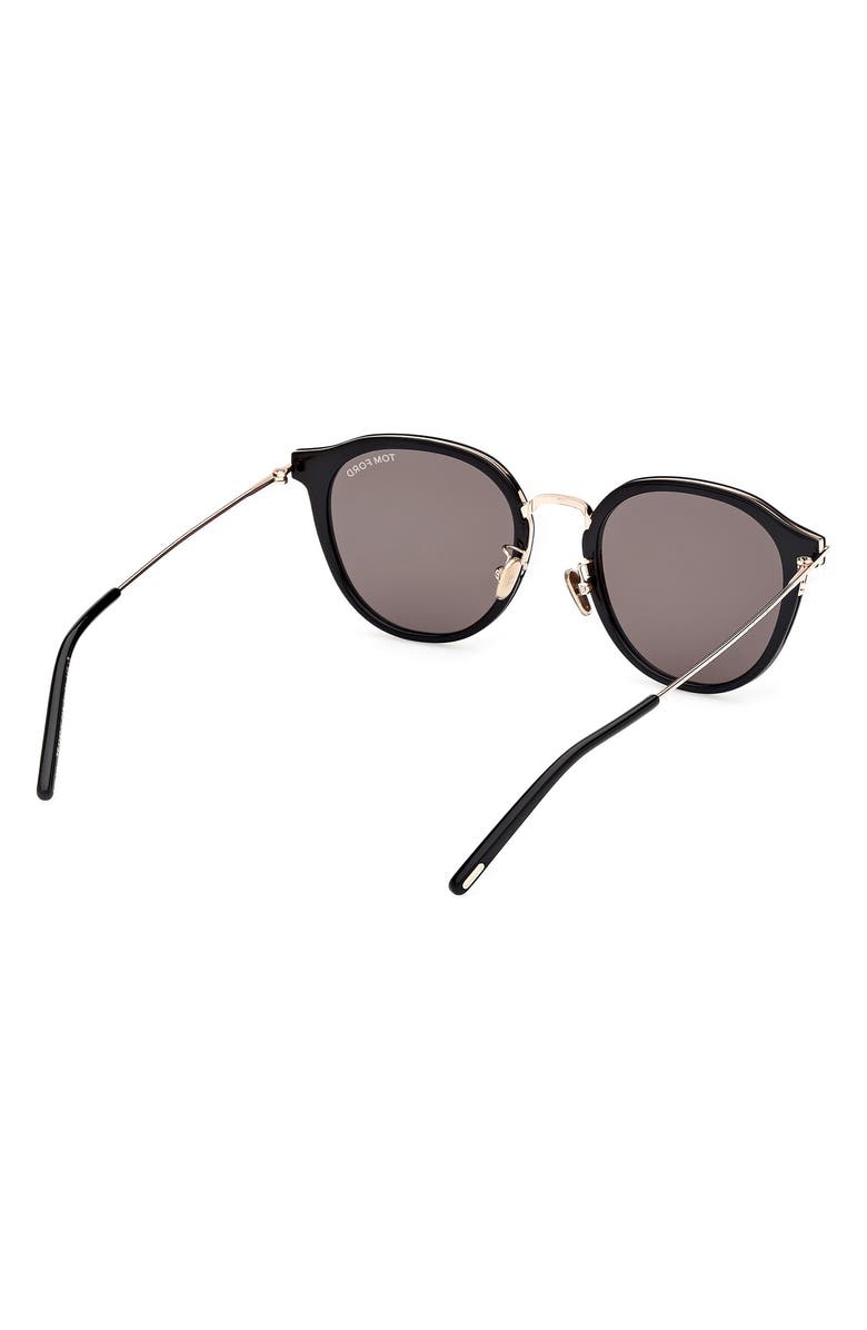 TOM FORD 54mm Round Sunglasses, Alternate, color, Shiny Black / Smoke