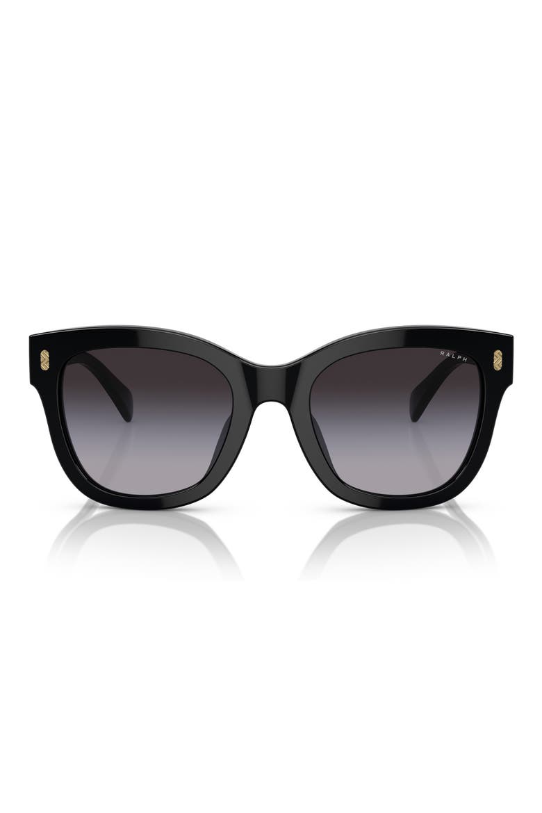 52mm Gradient Oval Sunglasses, Main, color, SHINY BLACK / GRADIENT GREY