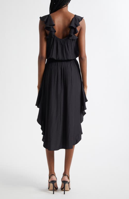 Ramy Brook Clementine Smock Waist Matte Satin Dress In Black