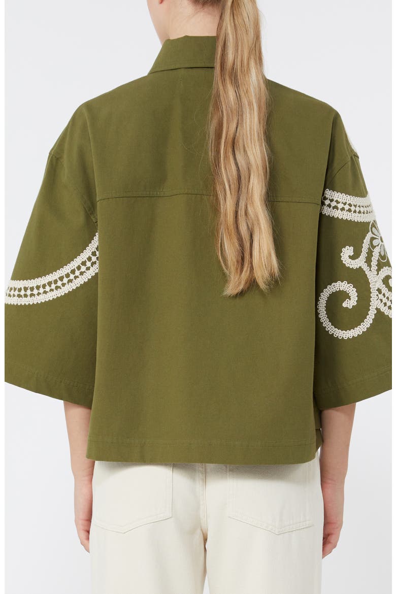 Como Embroidered Detail Cotton Jacket, Alternate, color, KAKI