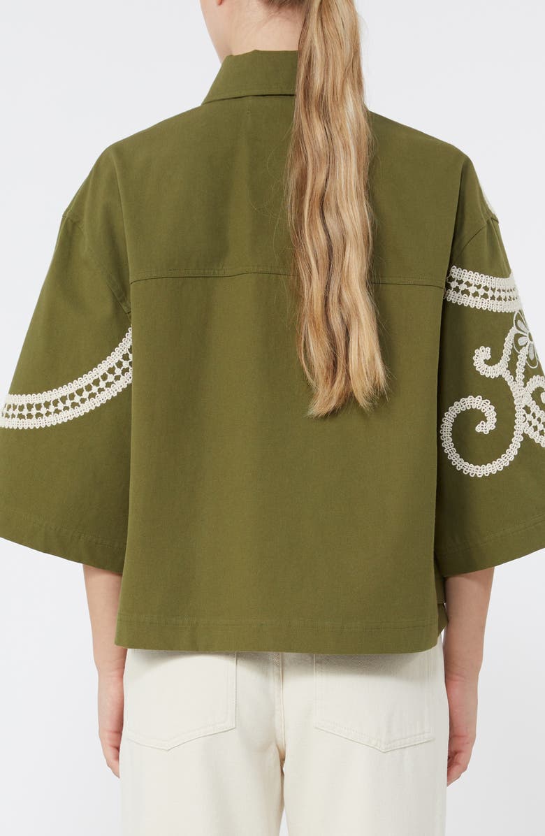 Weekend Max Mara Como Embroidered Detail Cotton Jacket, Alternate, color, Kaki