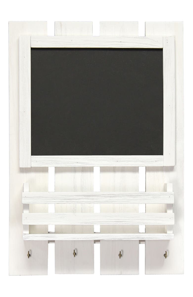 LALIA HOME Chalkboard Sign Key Holder Wall Organizer, Main, color, White Wash