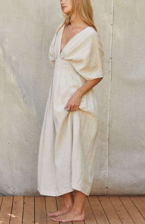 CRESCENT CRESCENT PLEATED LINEN MIDI DRESS