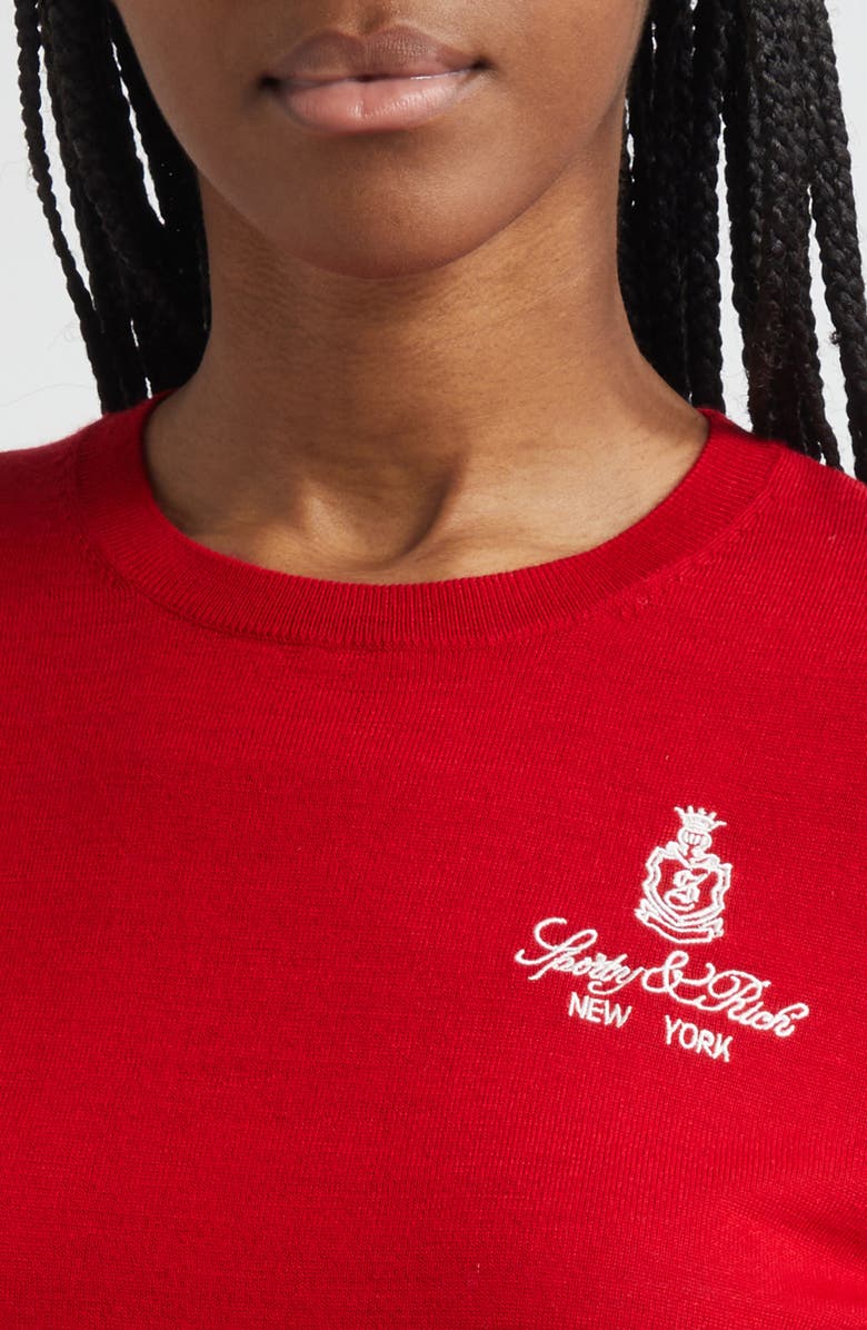 Sporty & Rich Vendome Merino Wool Sweater, Alternate, color, Dark Red