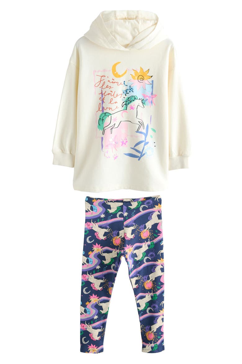Kids' Unicorn Hoodie & Leggings Set, Main, color, WHITE MULTI