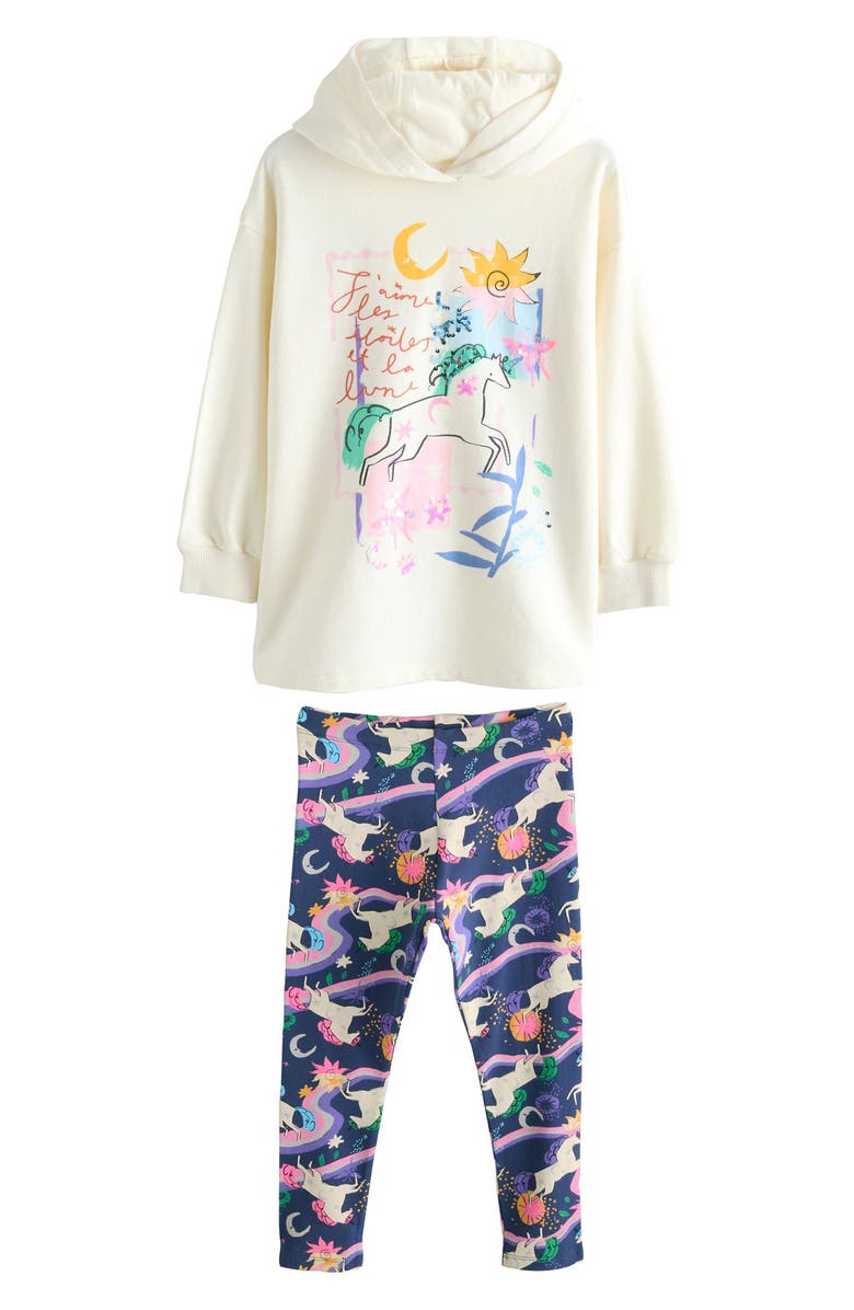 NEXT Kids' Unicorn Hoodie & Leggings Set, Main, color, White Multi
