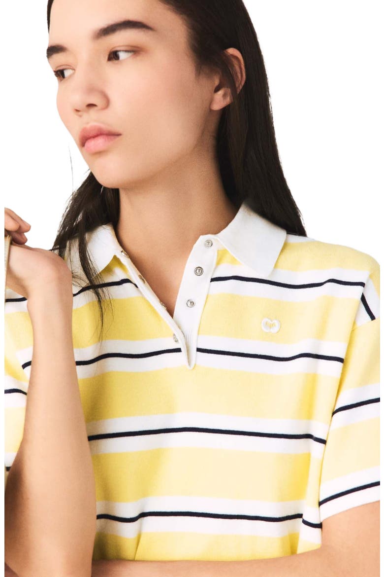 Striped short-sleeve polo, Alternate, color, Pale yellow