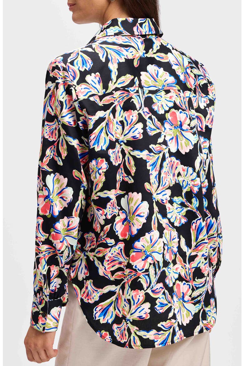 Meghan Floral Print Cotton Button-Up Shirt, Alternate, color, BLACK MULTI