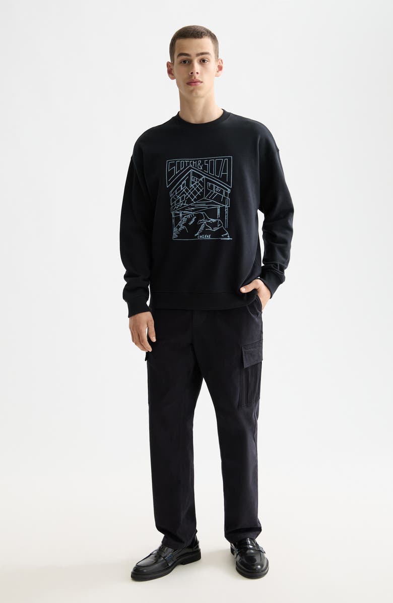Scotch & Soda x Field Notes Embroidered Logo Cotton Crewneck Sweatshirt, Alternate, color, Meteorite